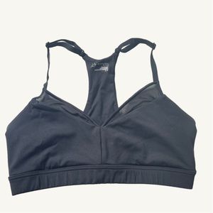 Aerie Black Offline V-Neck Mesh Line Sports Bra Size Small
